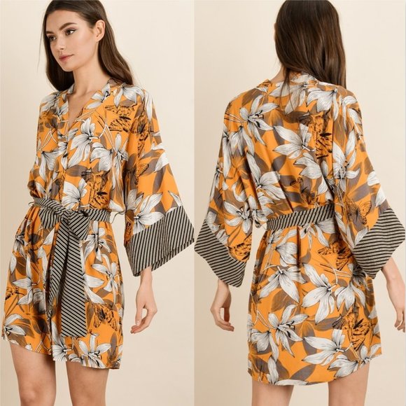 JASMINE Floral Kimono Mini Dress - Picture 3 of 4